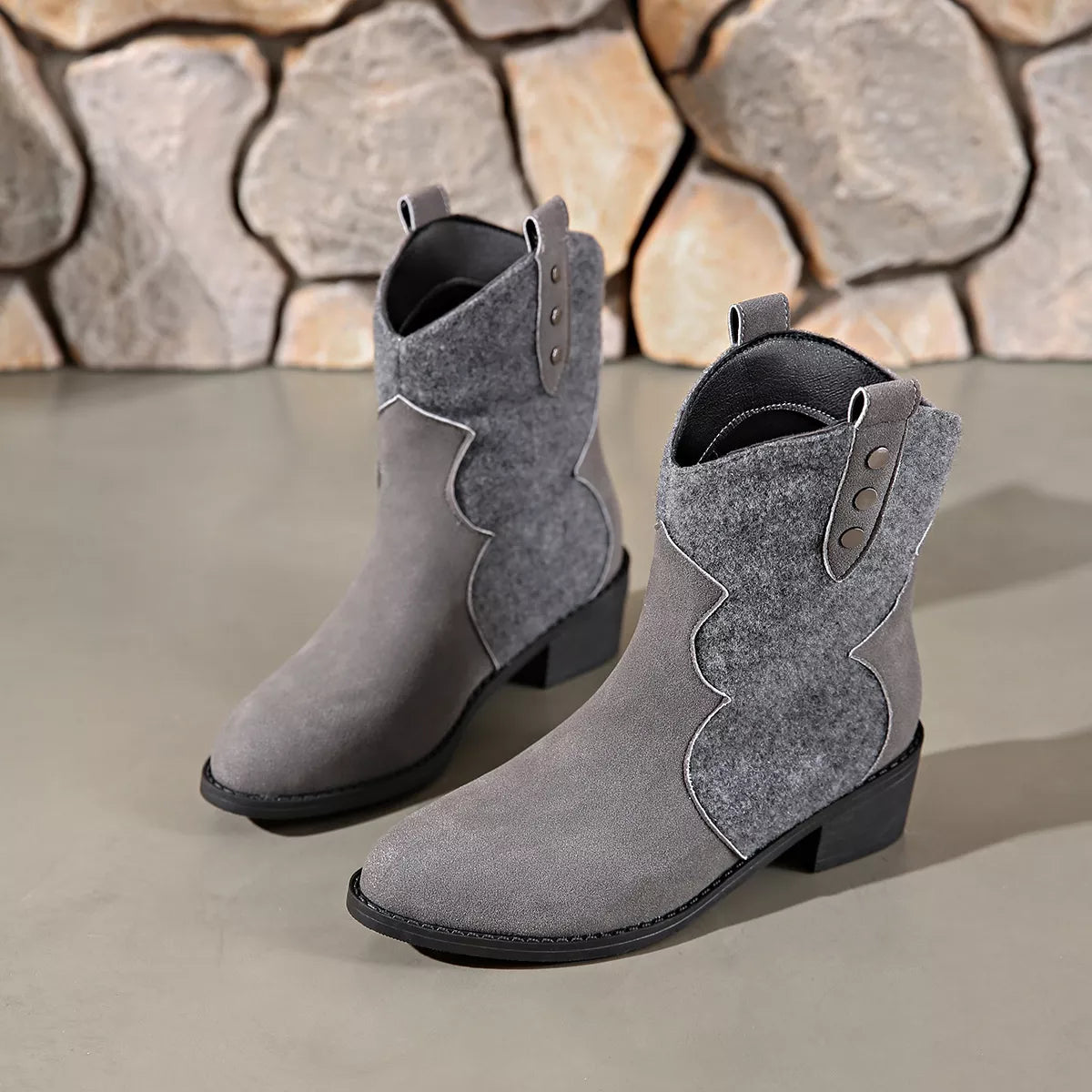 Point Toe Block Heels Boots Secondary image