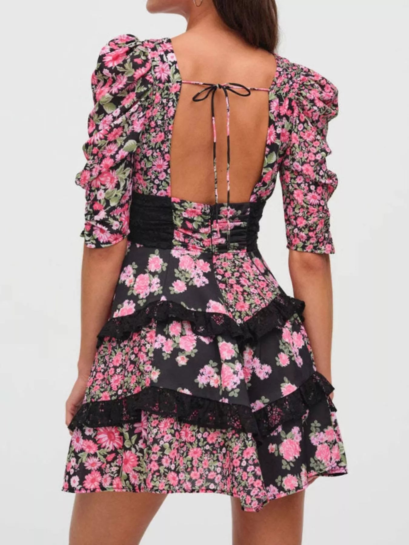 Ruffled Floral Print Half Sleeve Dress Secondary image