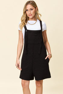Textured Square Neck Romper - All-in-One Style