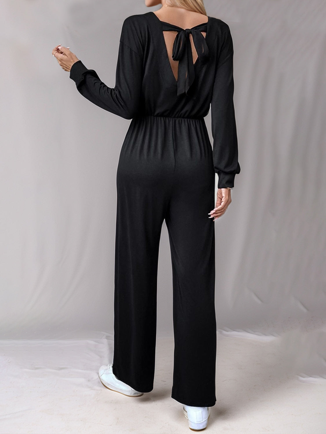 Tied Round Neck Wide Leg Jumpsuit Secondary image