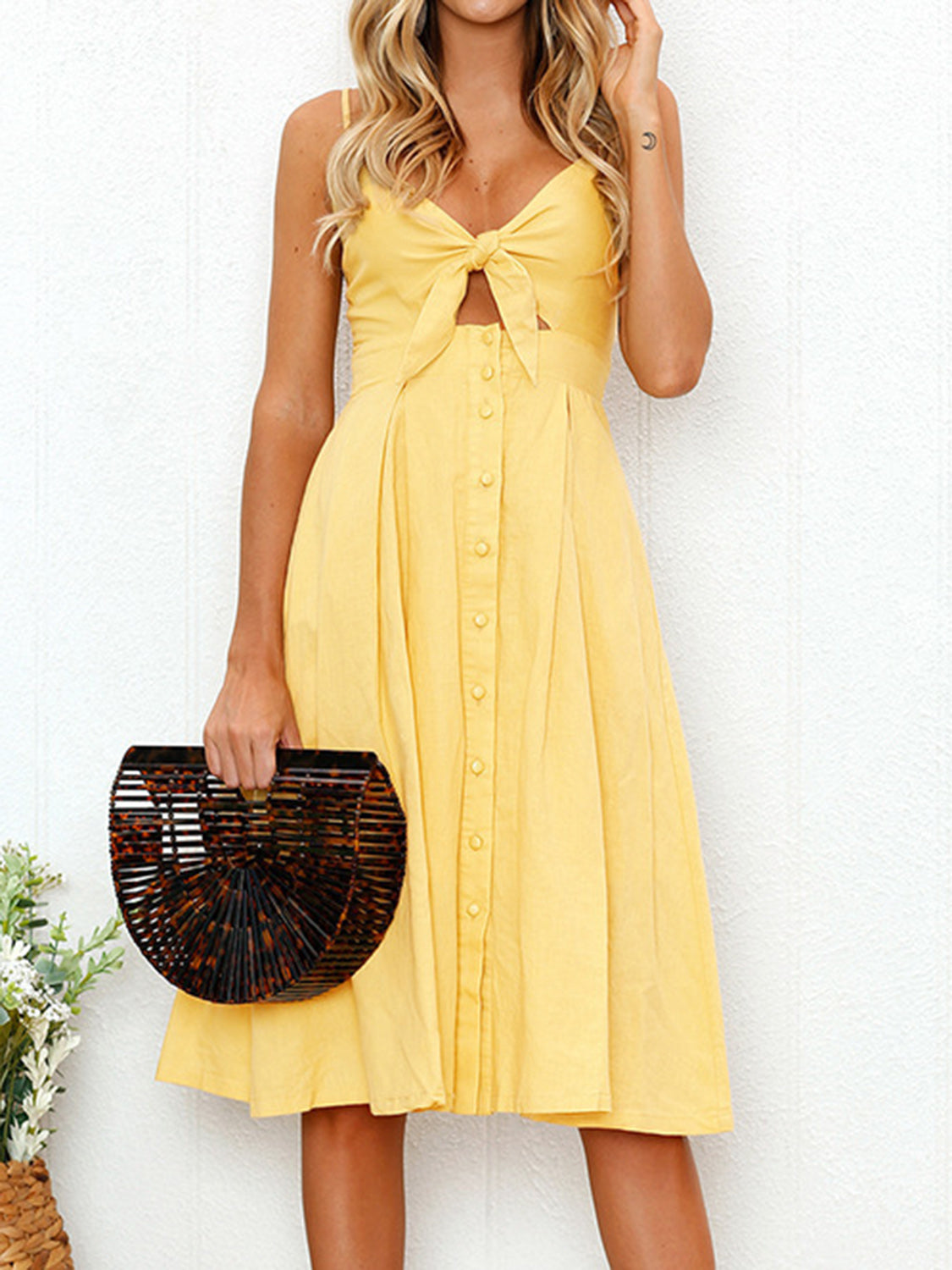 Cutout Smocked Sweetheart Neck Cami Dress Main image