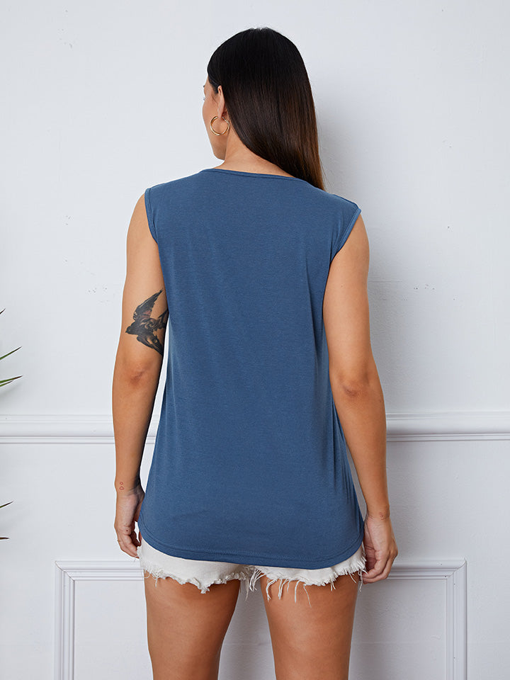 Square Neck Decorative Button Tank Secondary image