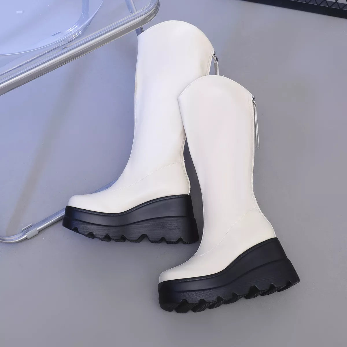Round Toe Platform Wedge Boots Secondary image