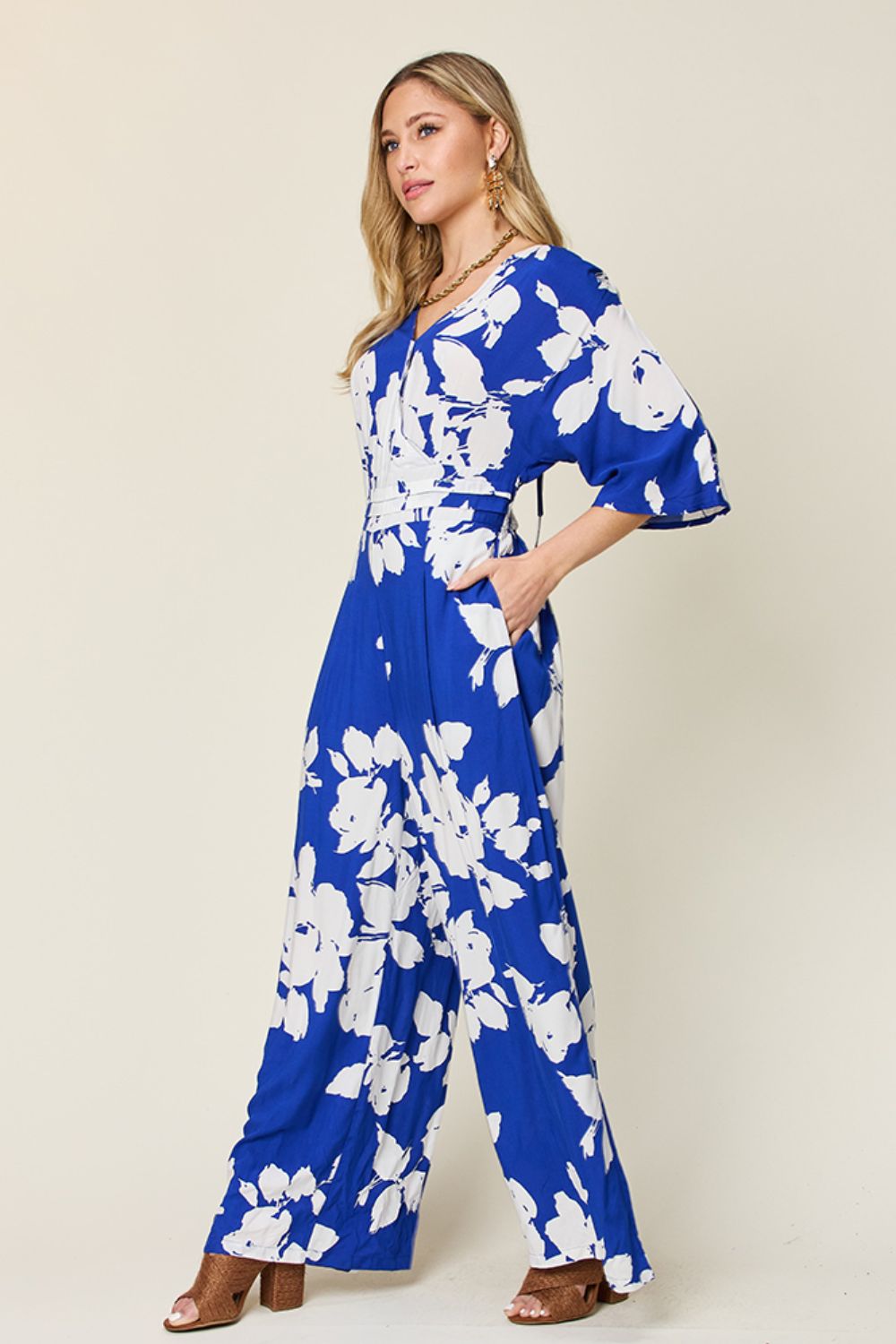 Printed Tie Back Wide Leg Jumpsuit Secondary image