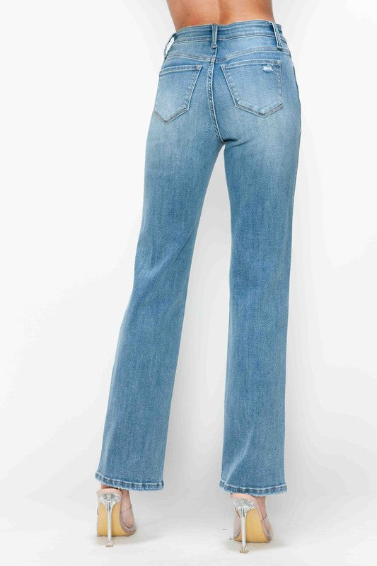 Distressed High Rise Straight Jeans Secondary image