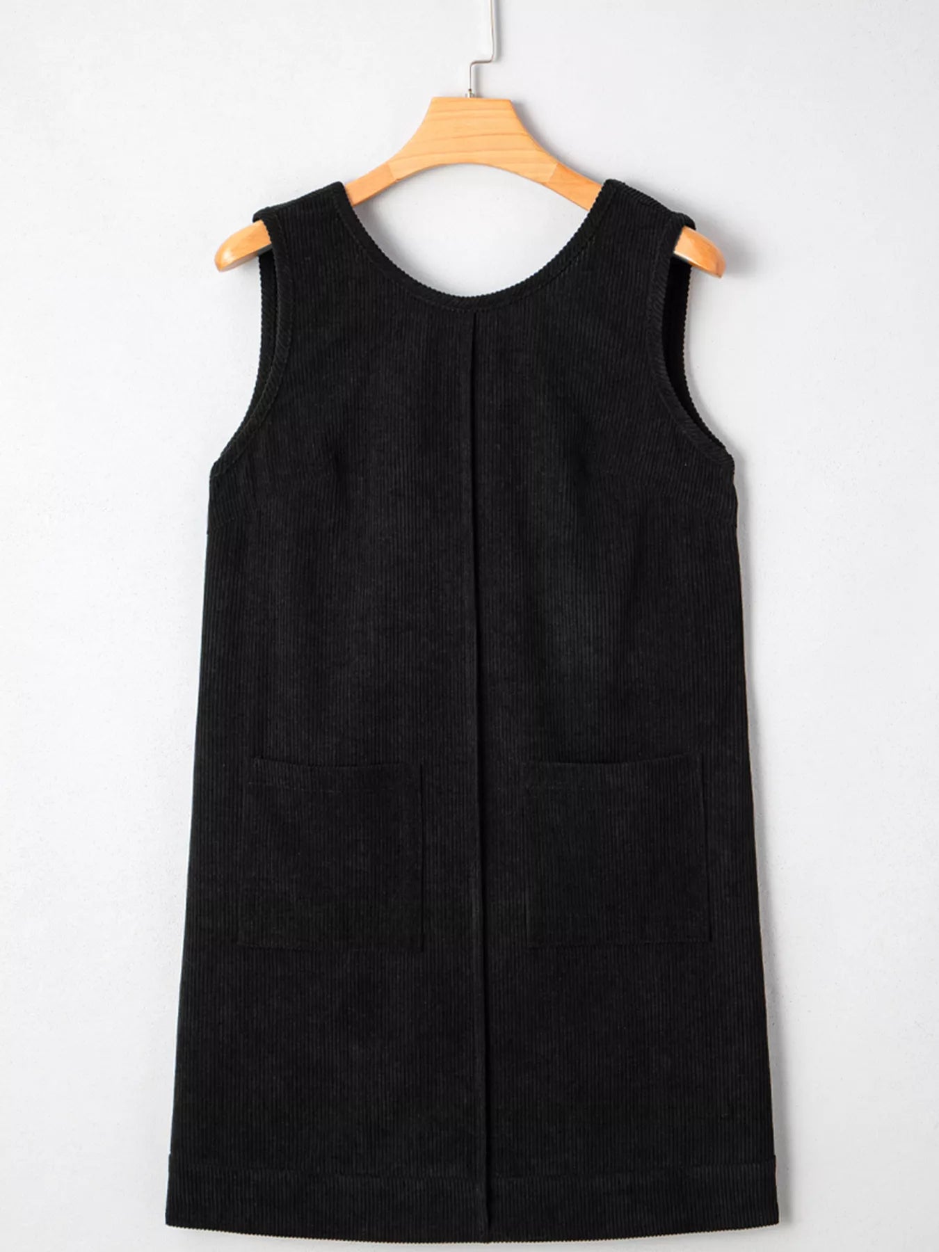 Corduroy Sleeveless Mini Dress with Patch Pockets Secondary image