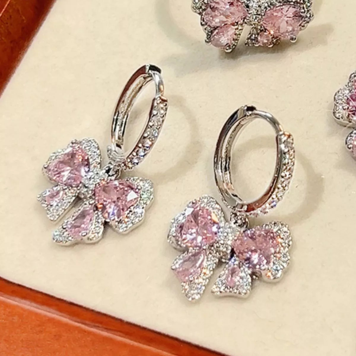 Zircon Bowknot Drop Earrings Secondary image