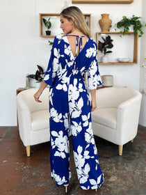 Printed Tie Back Wide Leg Jumpsuit