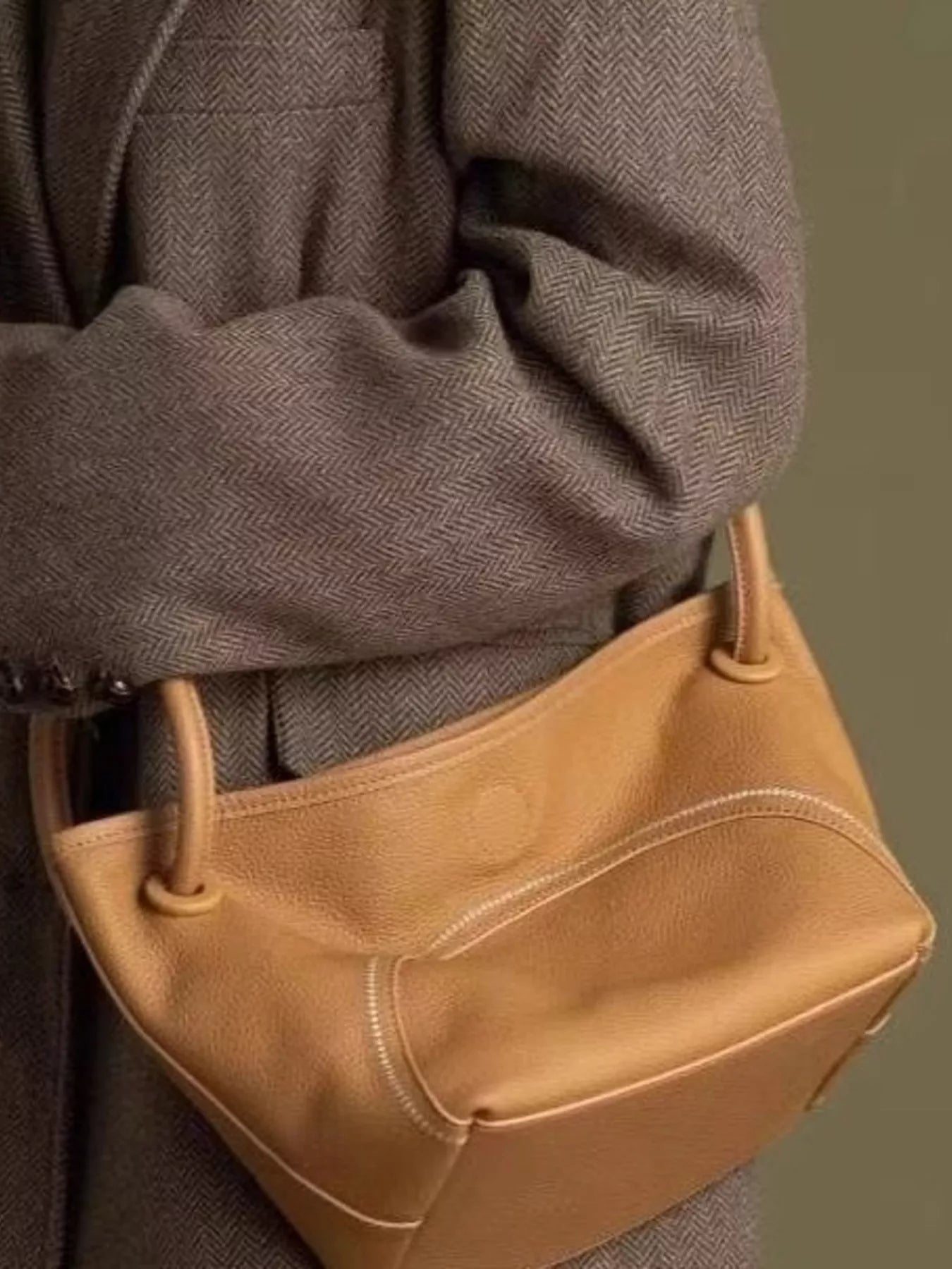 Leather Round Handle Tote Bag Secondary image