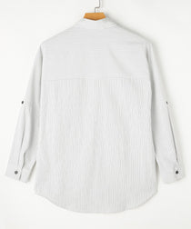 Striped Collared Neck Long Sleeve Shirt