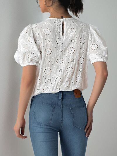 Tied Eyelet Short Sleeve Bodysuit Secondary image