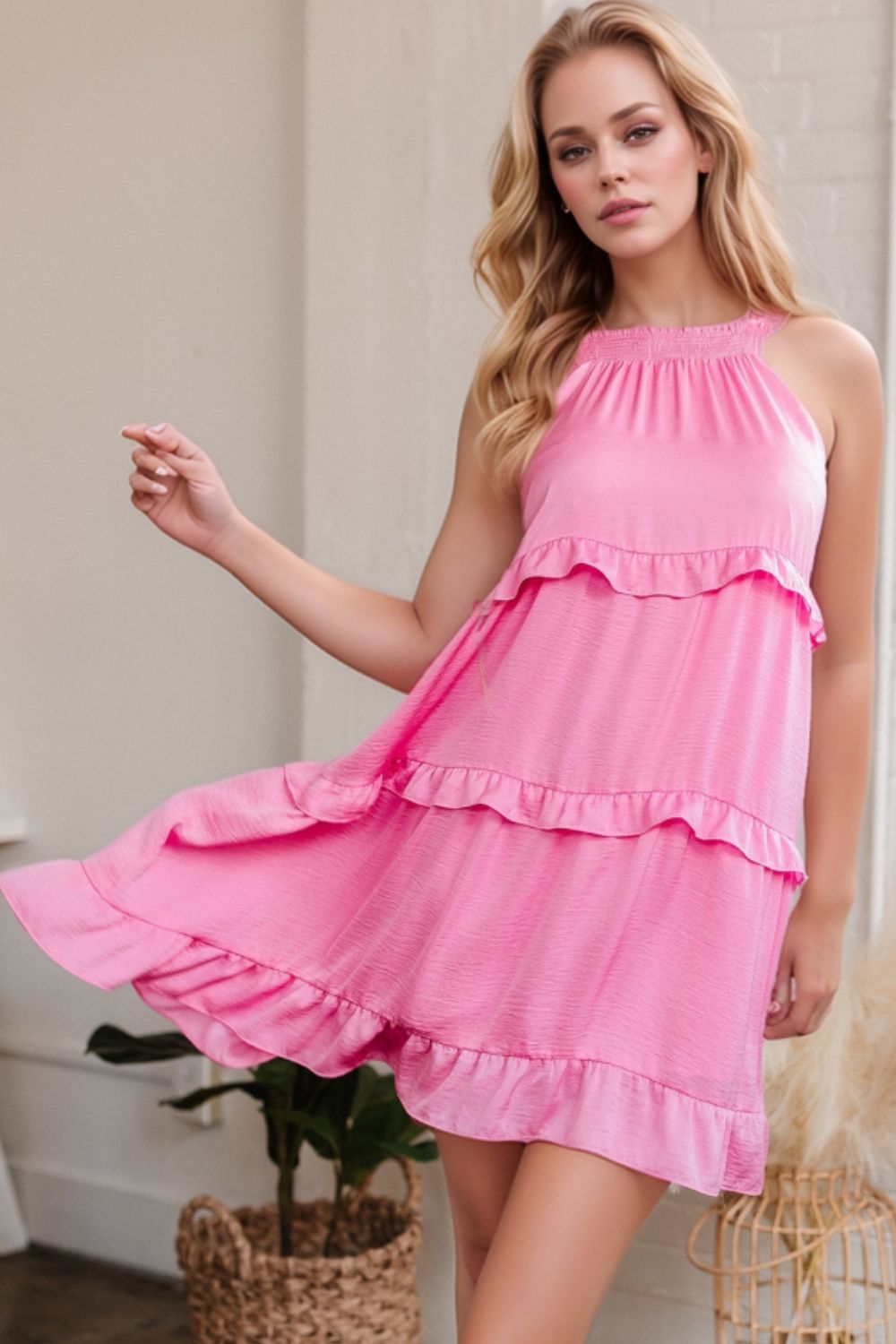 Tied Back Ruffled Layered Sleeveless Mini Dress Secondary image