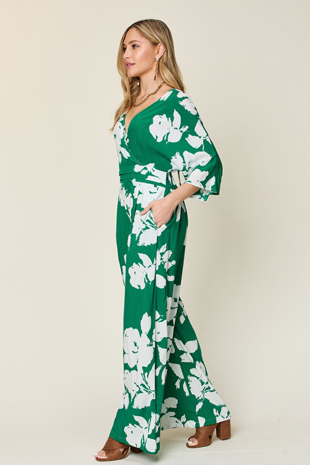 Printed Tie Back Wide Leg Jumpsuit