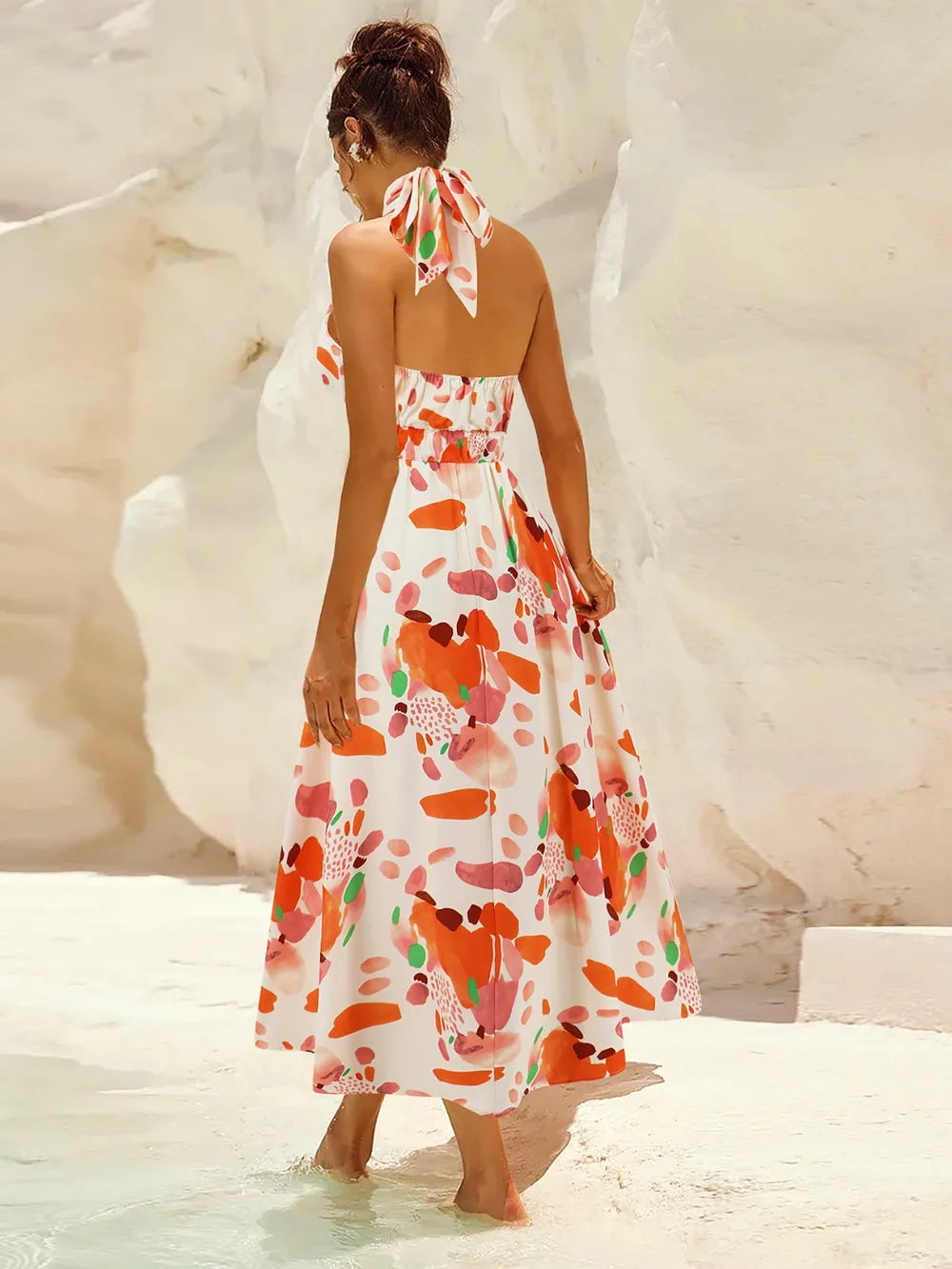 Ruched Printed Halter Neck Dress Secondary image