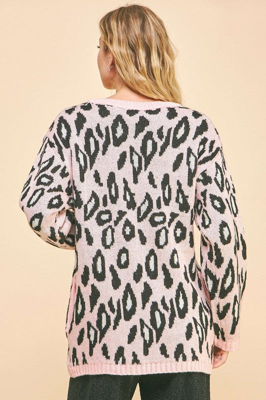 Leopard Ribbon Tie Front Loose Fit Cardigan Secondary image