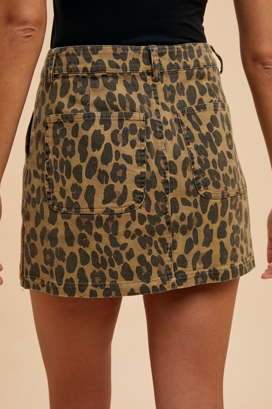 Leopard Denim Mini Skirt Secondary image