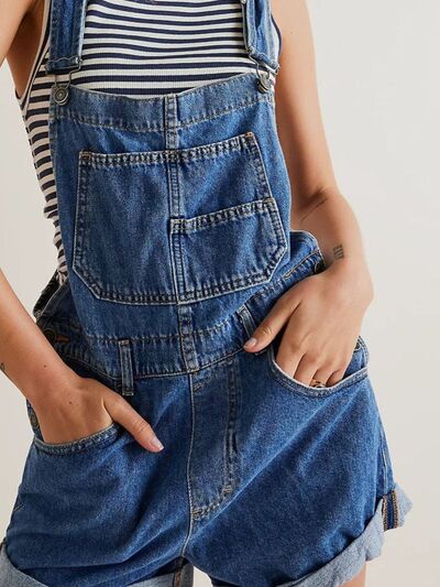 Wide Strap Square Neck Denim Overalls Secondary image
