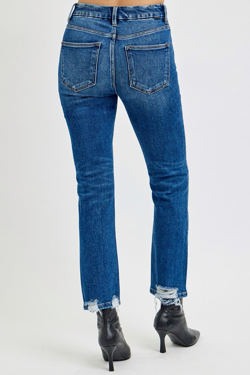High Rise Distressed Crop Straight Jeans Secondary image