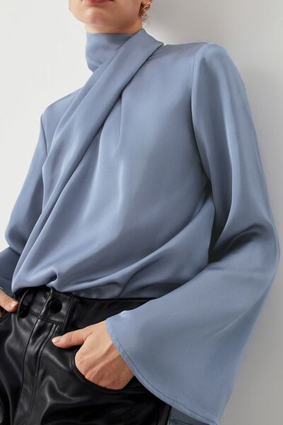 Cutout Turtleneck Long Sleeve Blouse Secondary image
