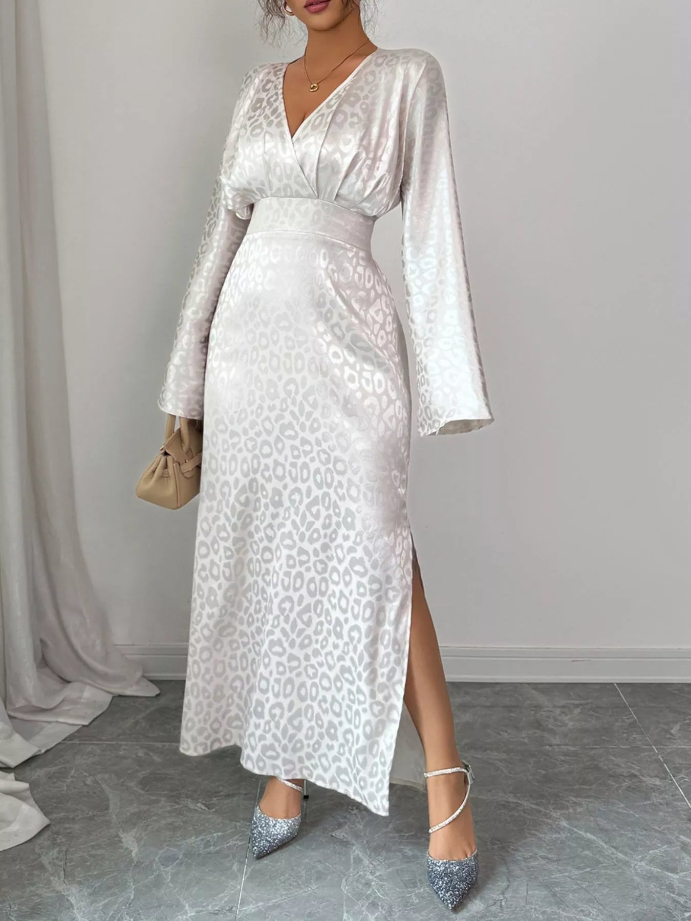 Leopard Surplice Long Sleeve Maxi Dress Secondary image