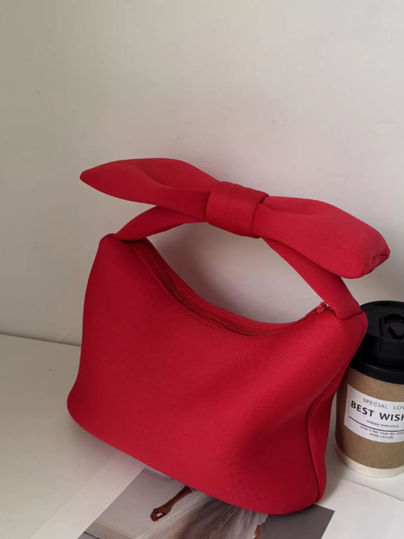 Solid Color Bow Handbag Secondary image