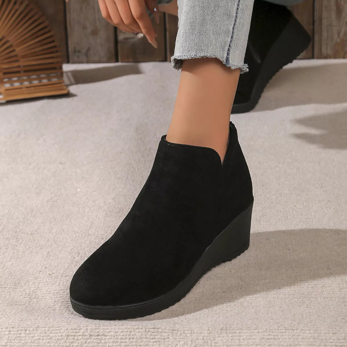 Round Toe Wedge Ankle Boots Secondary image
