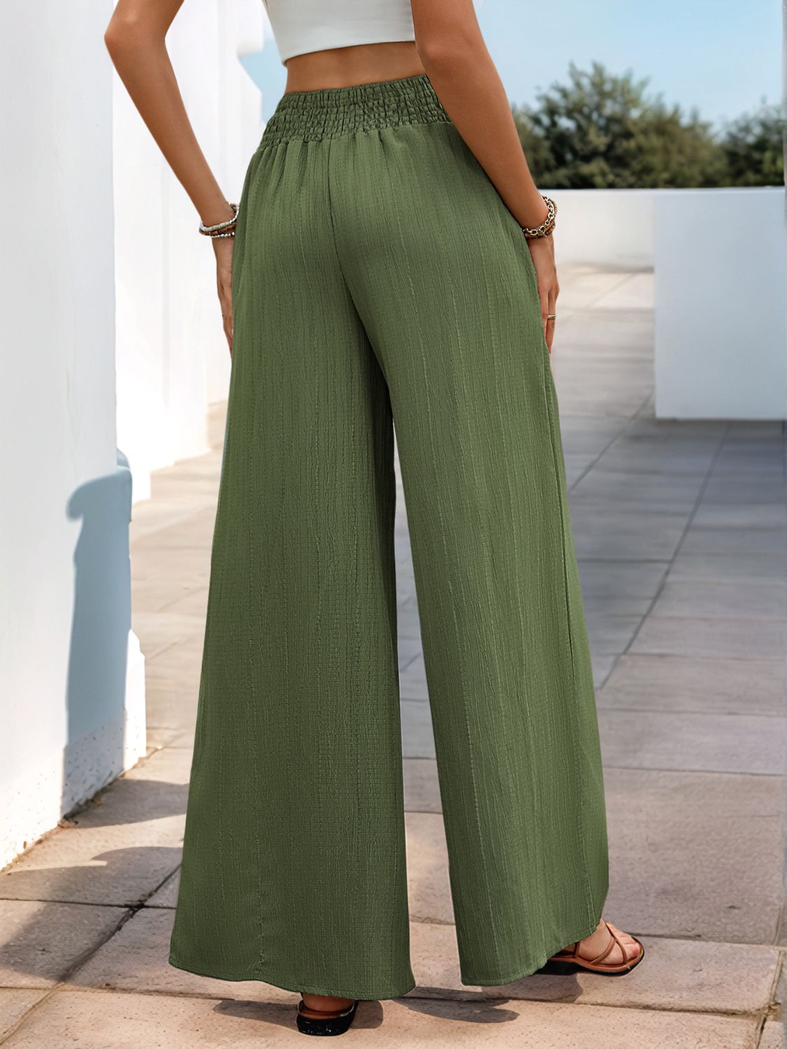 Smocked Wide Leg Pants Secondary image