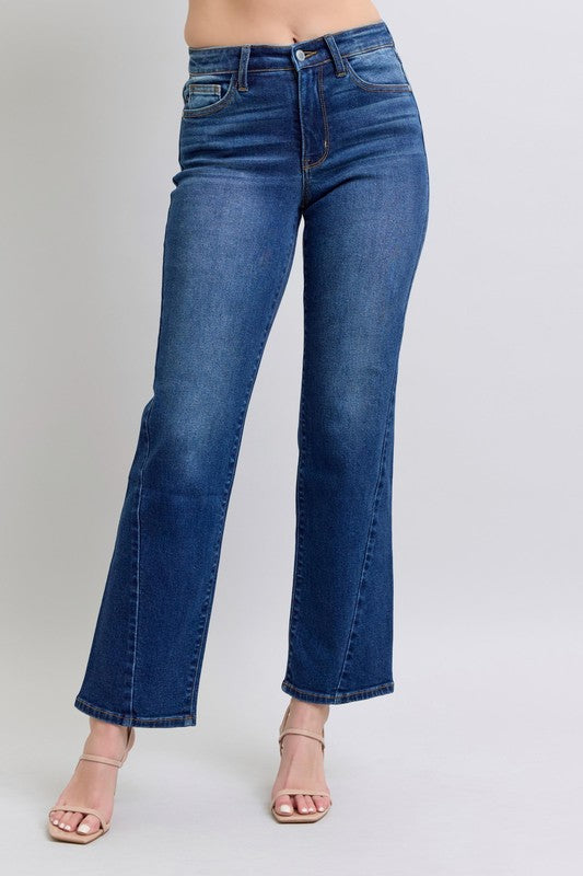 Side Seam Detail Straight Jeans with Pockets Main image