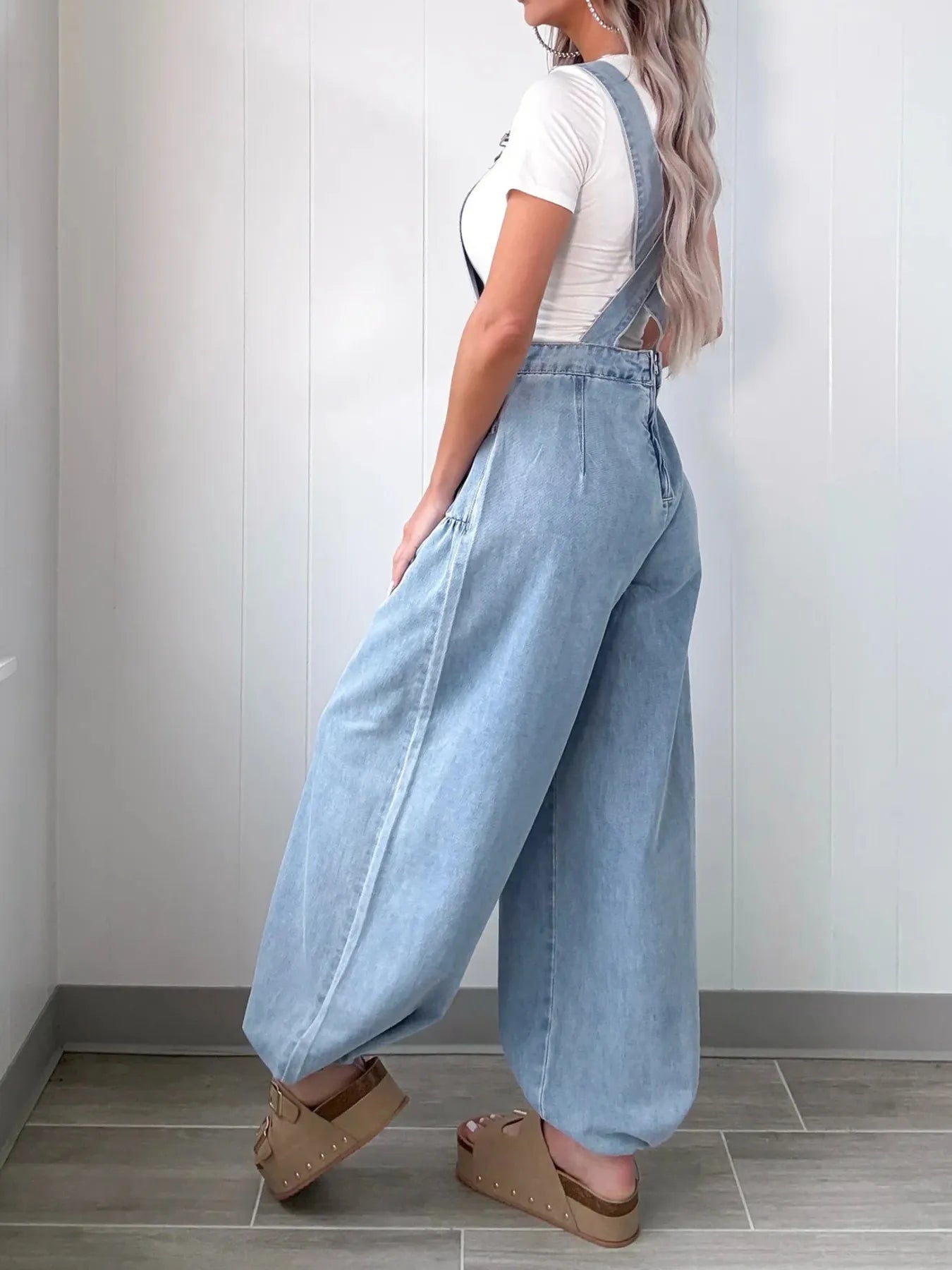 Wide Leg Denim Overalls Secondary image