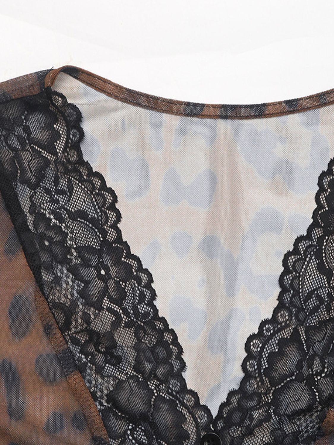Leopard Print Lace Bodysuit with V-Neck