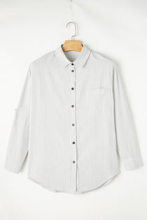 Striped Collared Neck Long Sleeve Shirt