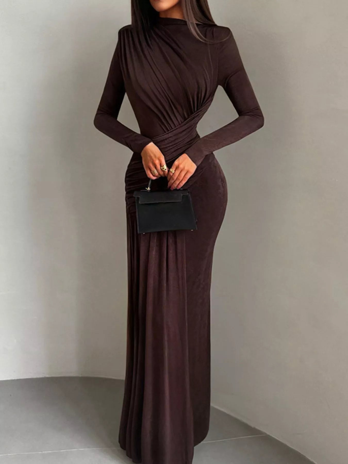 Ruched Long Sleeve Maxi Dress Secondary image