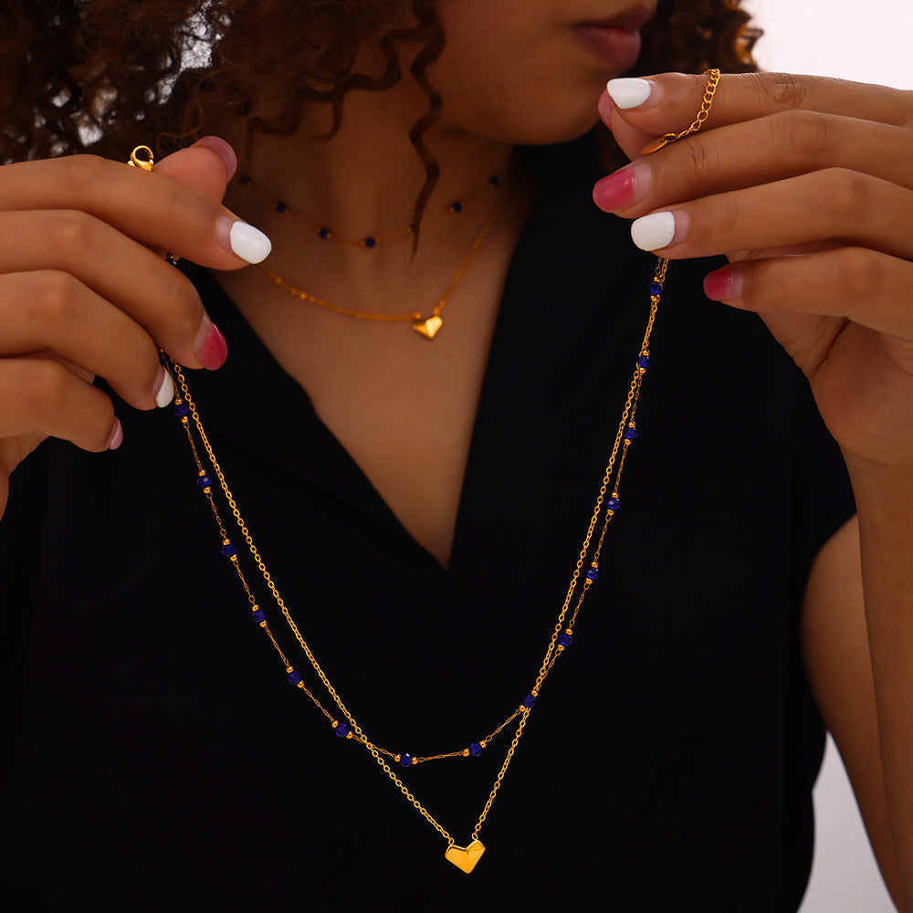 Titanium Steel Section Crystal Double-Layered Necklace Secondary image