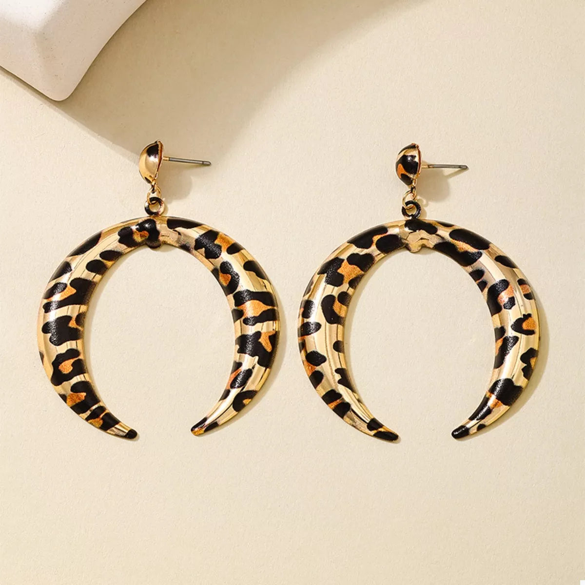 Leopard Crescent Dangle Earrings Secondary image