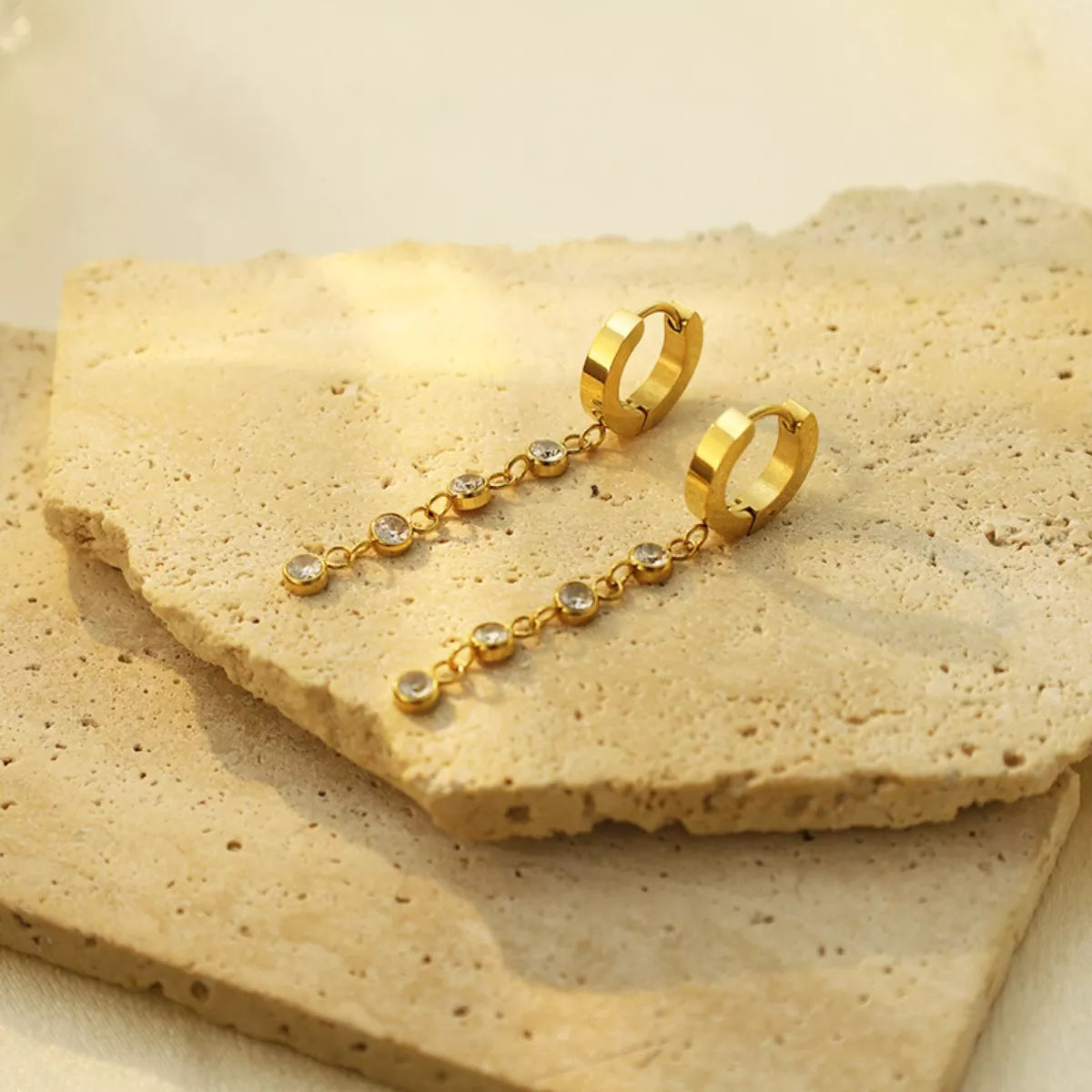 Gold Plated Hoop Drop Earrings Secondary image