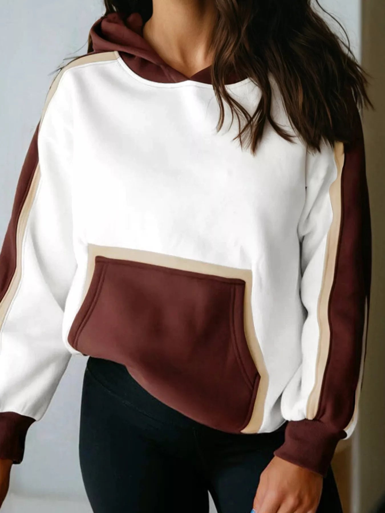 Color Block Patchwork Hooded Sweatshirt Secondary image