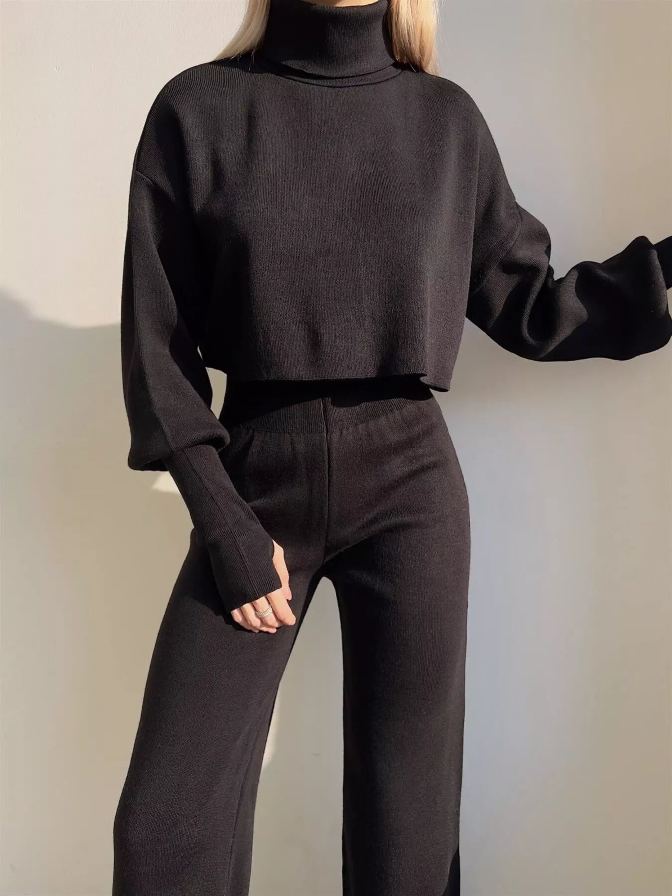 Turtleneck Long Sleeve Top & Pants Set Secondary image