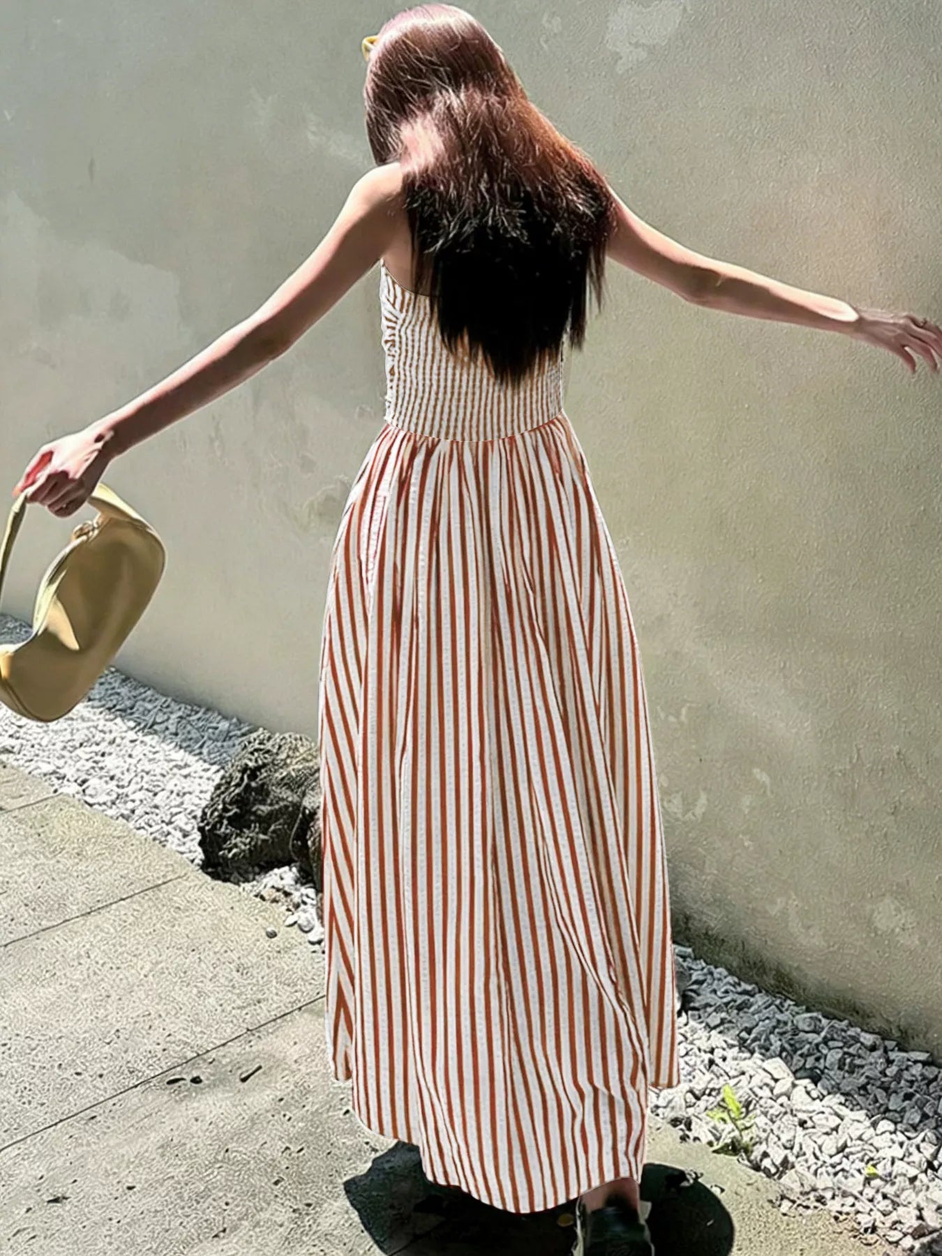 Striped Spaghetti Strap Casual Maxi Dress Secondary image