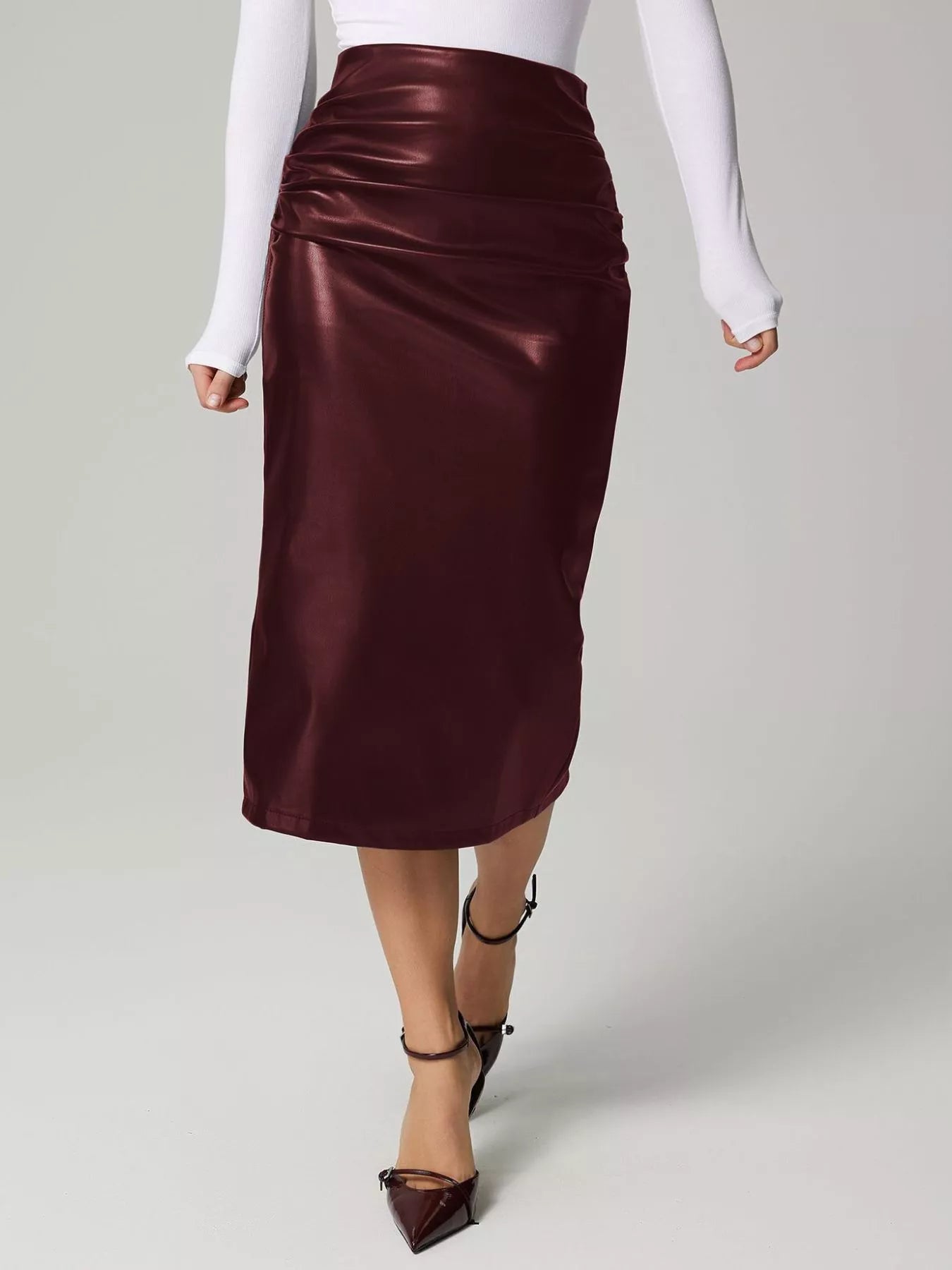 Slit Back Leather Skirt Secondary image