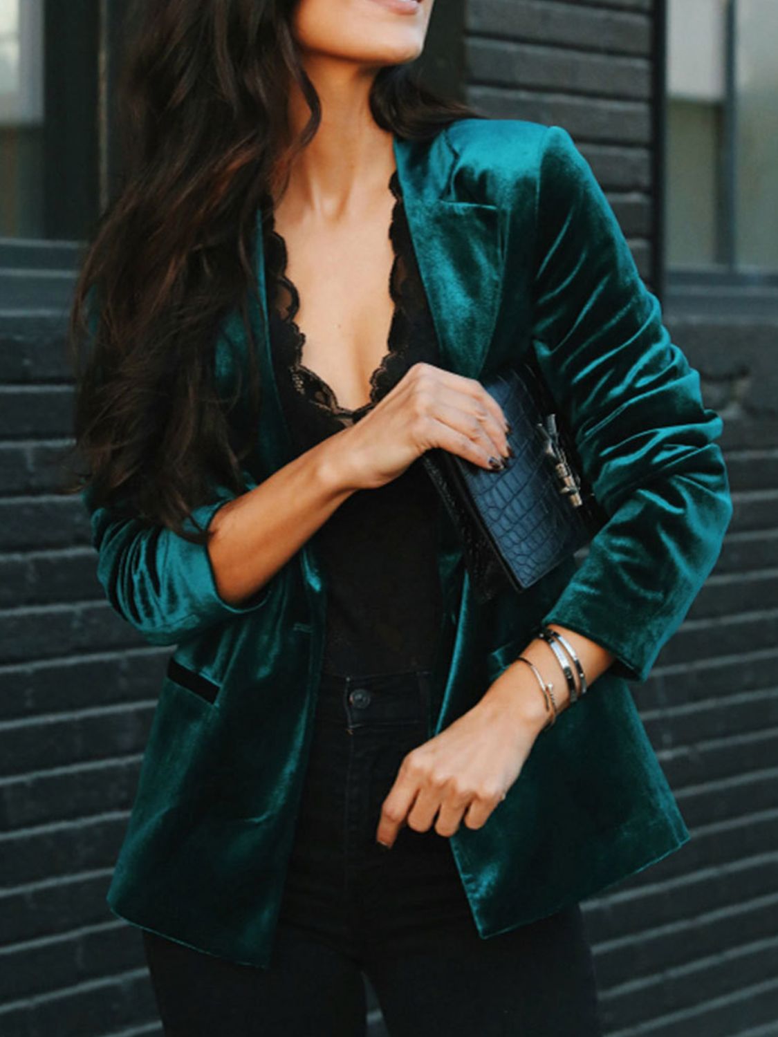 Button Up Lapel Collar Blazer Main image