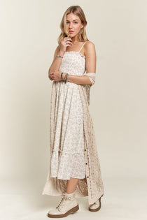Smocked Floral Ruffled Hem Cami Dress