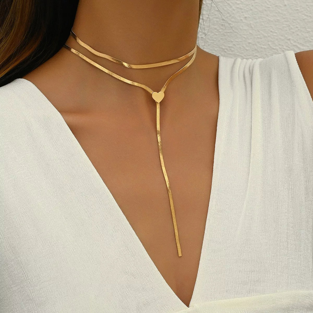 Two Piece Gold Plated Heart Necklace Secondary image