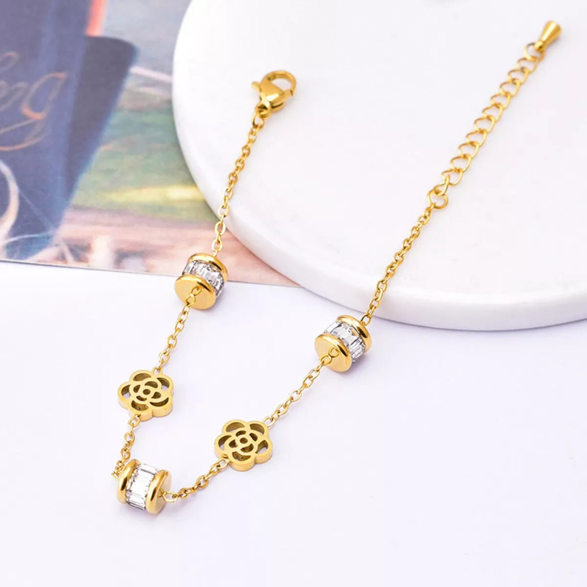 Gold Plated Flower Bracelet Secondary image