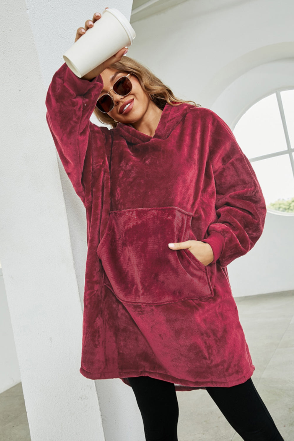 Kangaroo Pocket Dropped Shoulder Hoodie Main image