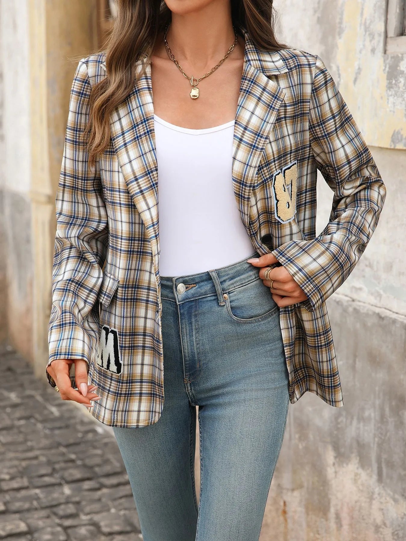 Number 87 Plaid Long Sleeve Blazer Secondary image