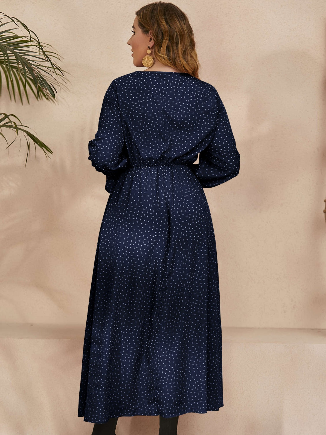 Ruffled Polka Dot Long Sleeve Midi Dress Secondary image