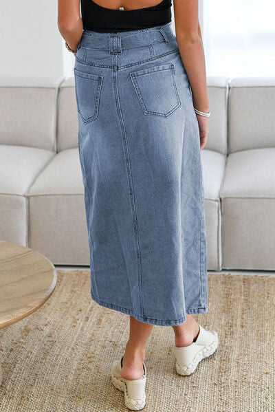 Tied Slit Denim Skirt Secondary image
