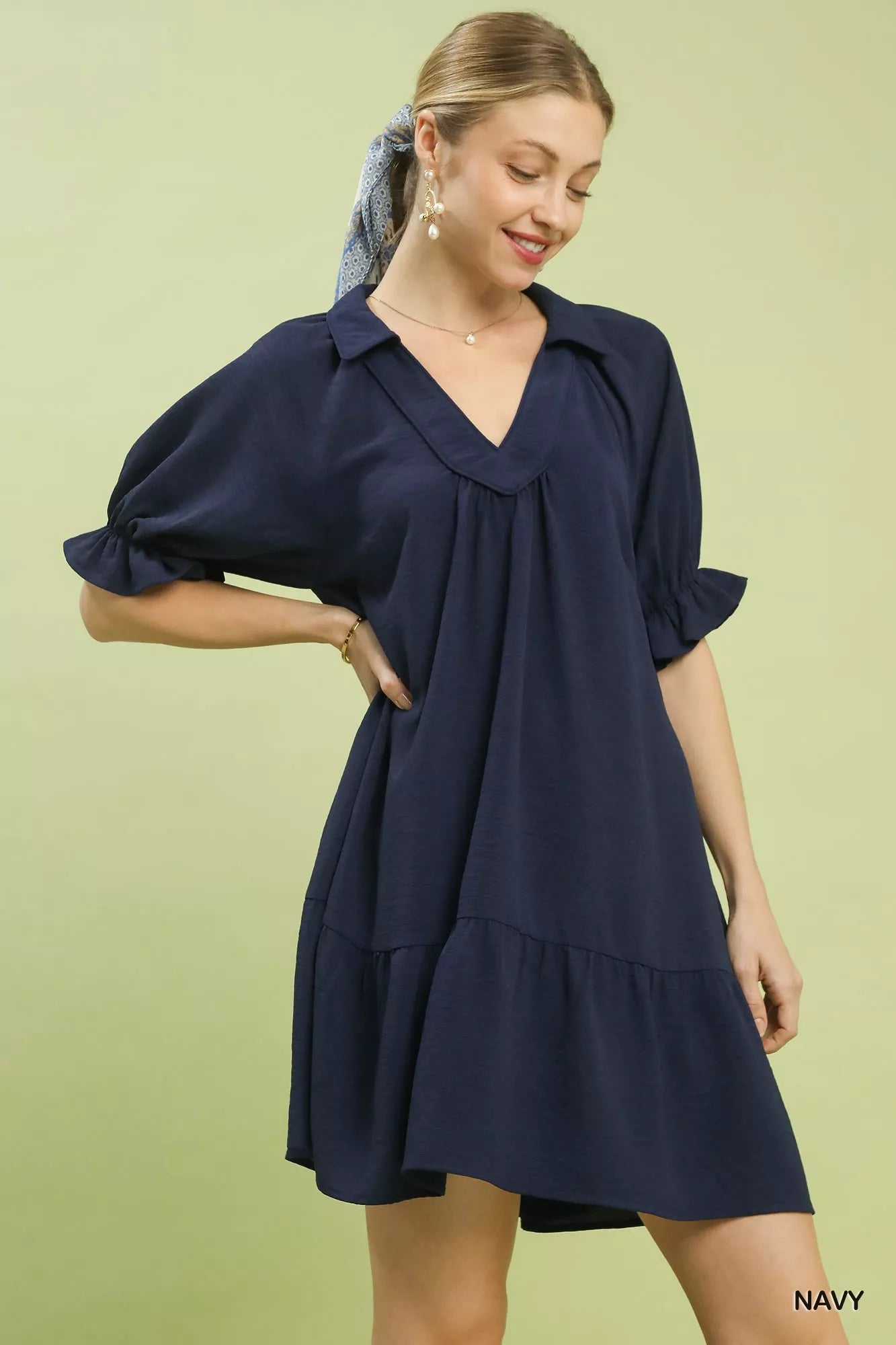 Tiered Puff Sleeve Babydoll Dress Secondary image