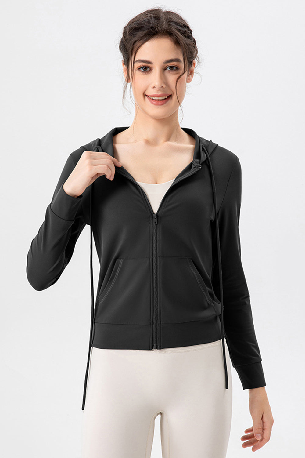 Drawstring Zip Up Hooded Active Outerwear Secondary image