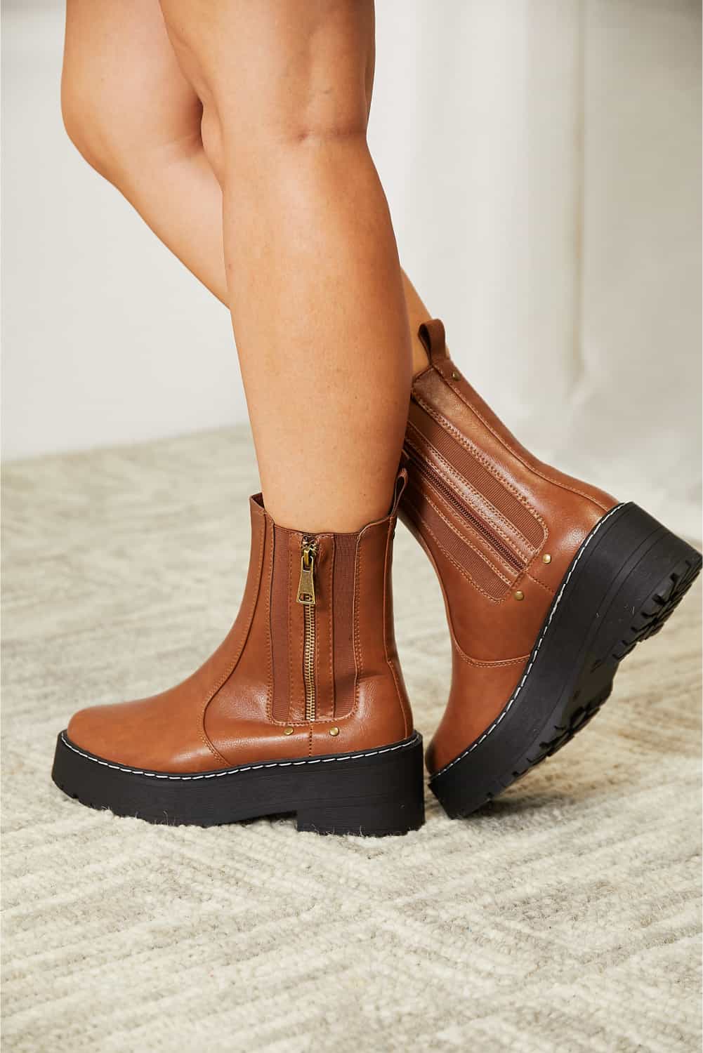 Side Zip Platform Boots Secondary image